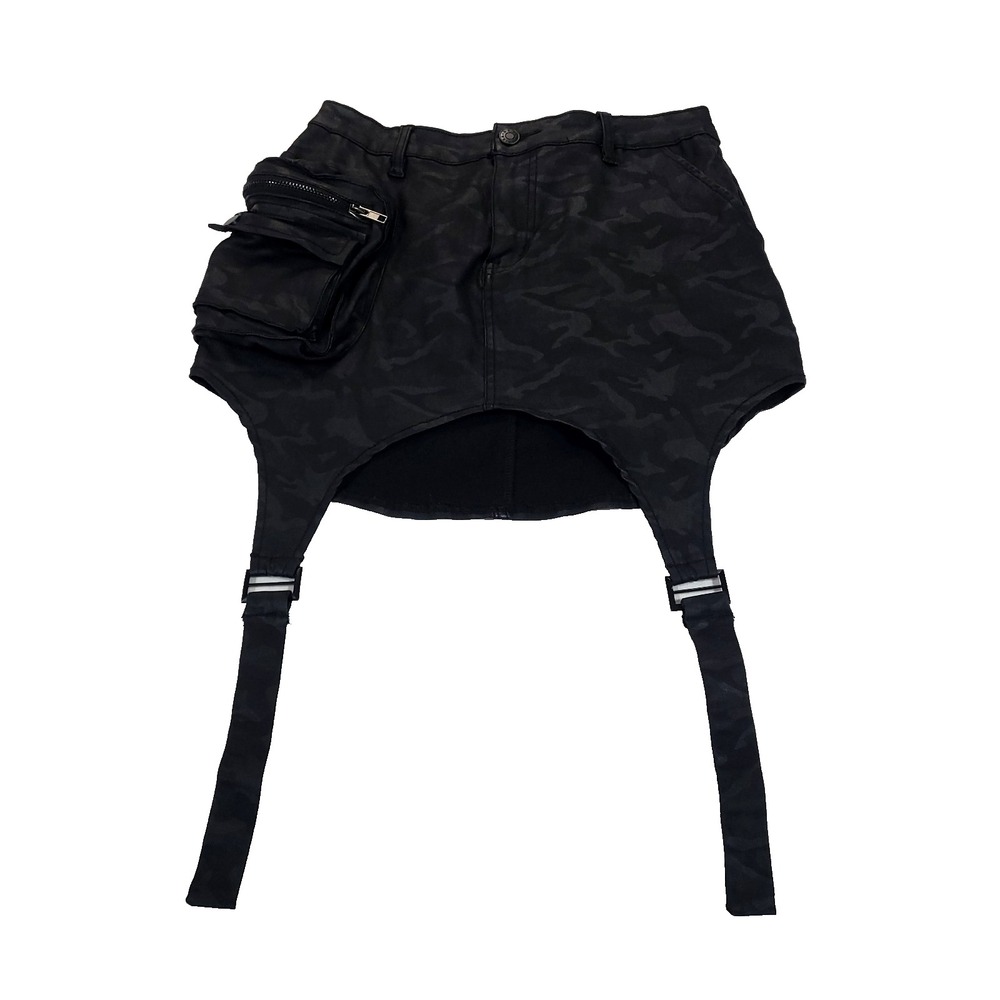 Street Wear Garter Belt Strap Mini Skirt Akira S Black Camouflage Goth gorp core